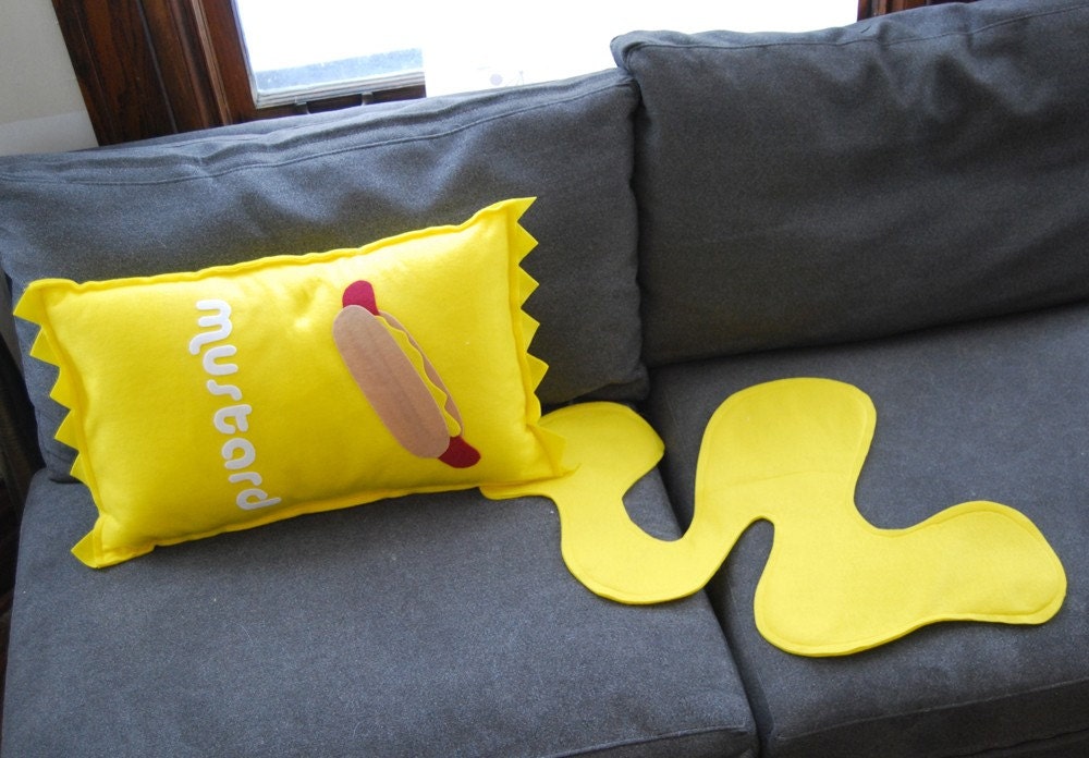Mustard  Pillow and Spill-- Perfect for Boyfriends, Foodies and Kids