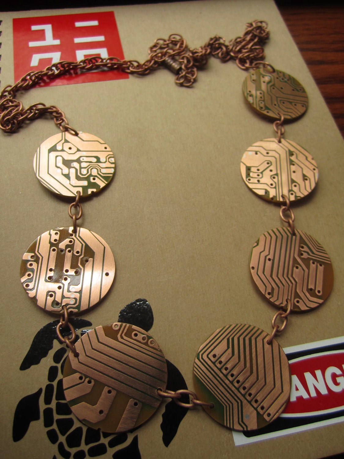 Orbital Upcycled Copper Computer Board Necklace