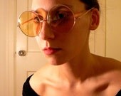 RESERVED FOR HOLLY Vintage 60s YELLOW OVERSIZED HIPPIE Sunglasses
