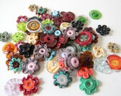 Orphan Discs and Flowers Lampwork Glass Beads Over 50 Set 3