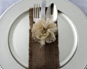 12 Burlap Silverware Holders Set of 12