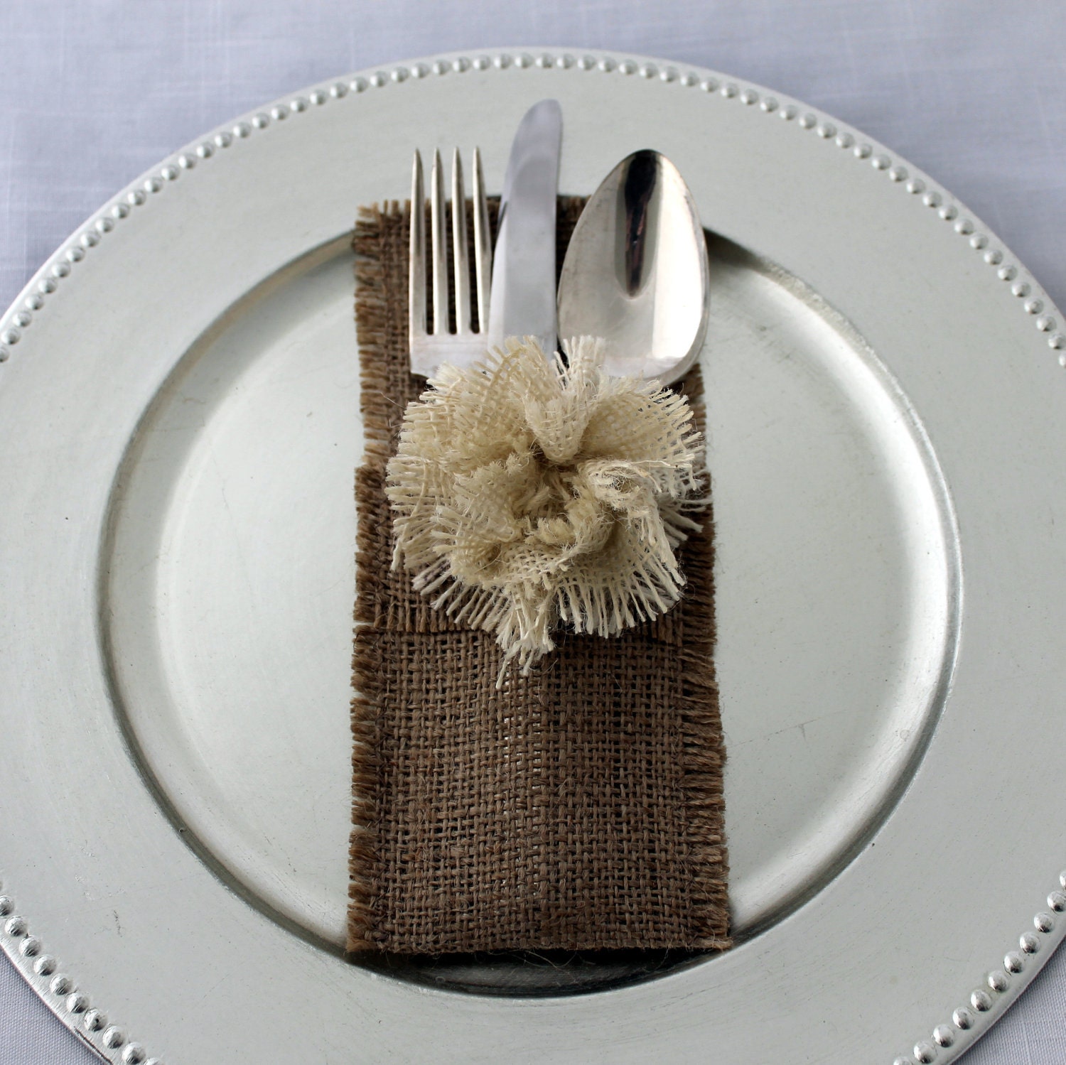 12 Burlap Silverware Holders Set of 12