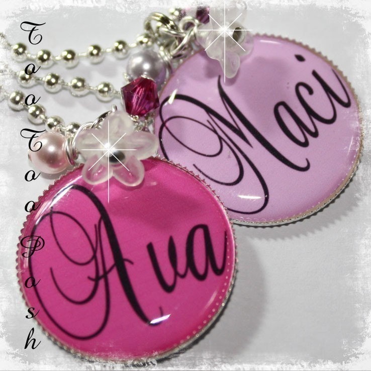 YOU CHOOSE COLOR Personalized Bezel Set Pendant Necklace