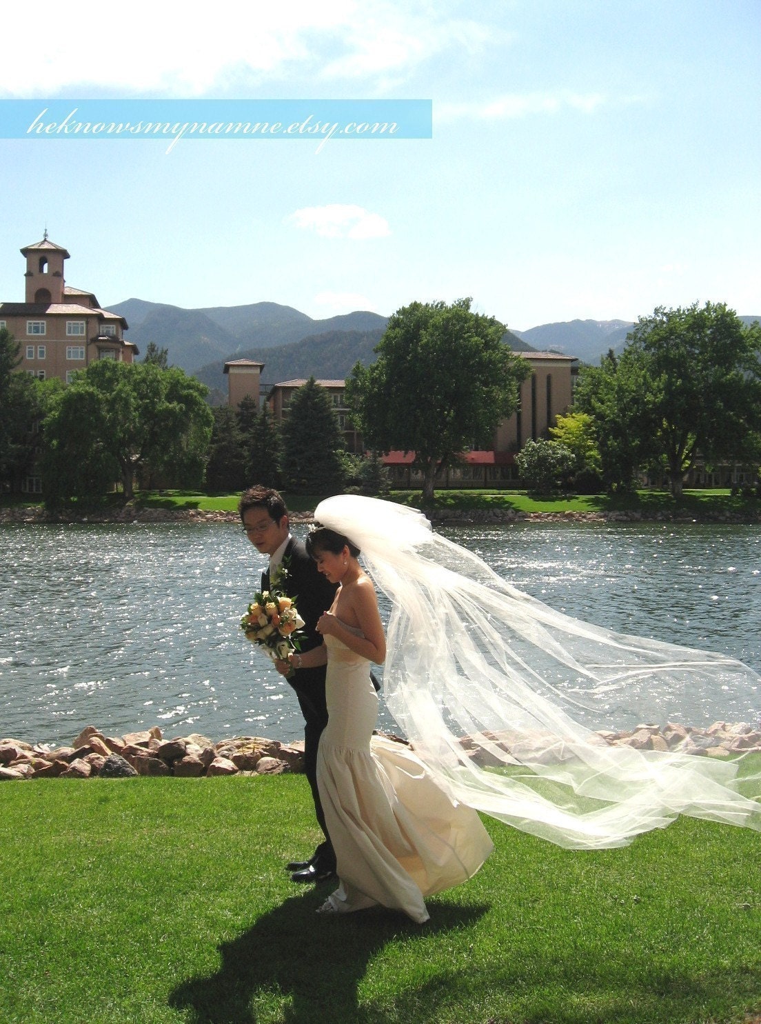 Wedding Bridal Veil, Double Layered Cathedral Veil  - blusher veil, clean cut edge veil, white veil, ivory veil
