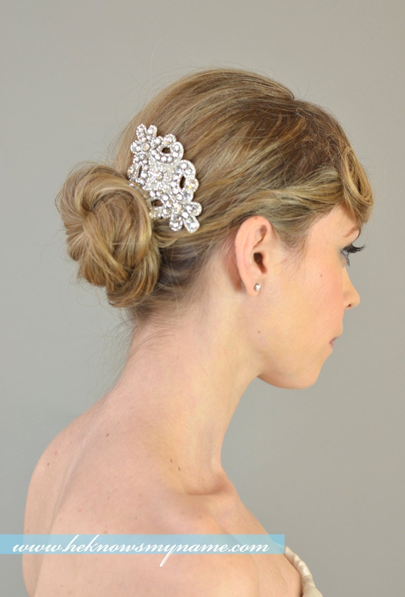 Wedding Accessory Bridal Hair Comb, Josephine (Free U.S. Shipping) - crystal, cubic, rhinestone, art deco, art nouveau