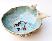 Ceramic love bird bowl doves serving bowl handmade pottery Peace Conference wedding decor