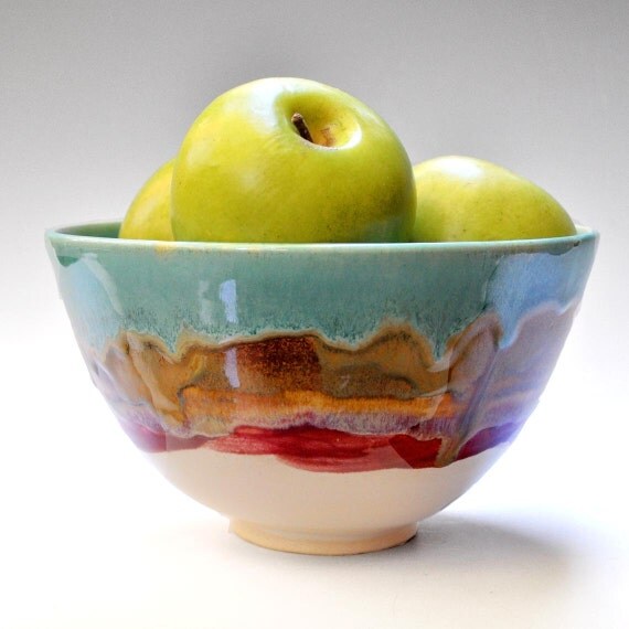 Serving Bowl - handmade  ceramic bowl  turquoise bowl