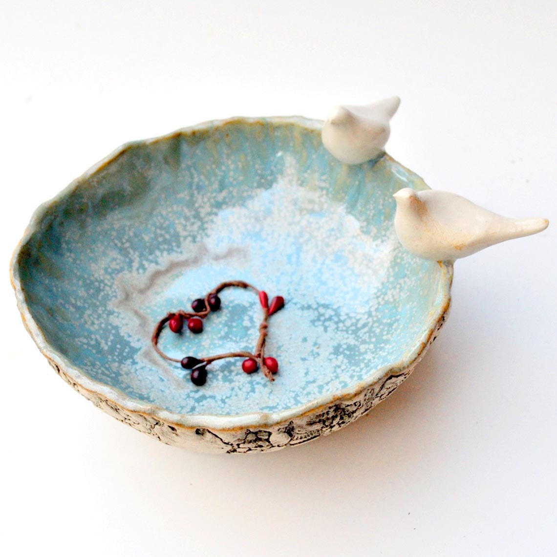 Ceramic love bird bowl doves serving bowl handmade pottery Peace Conference wedding decor