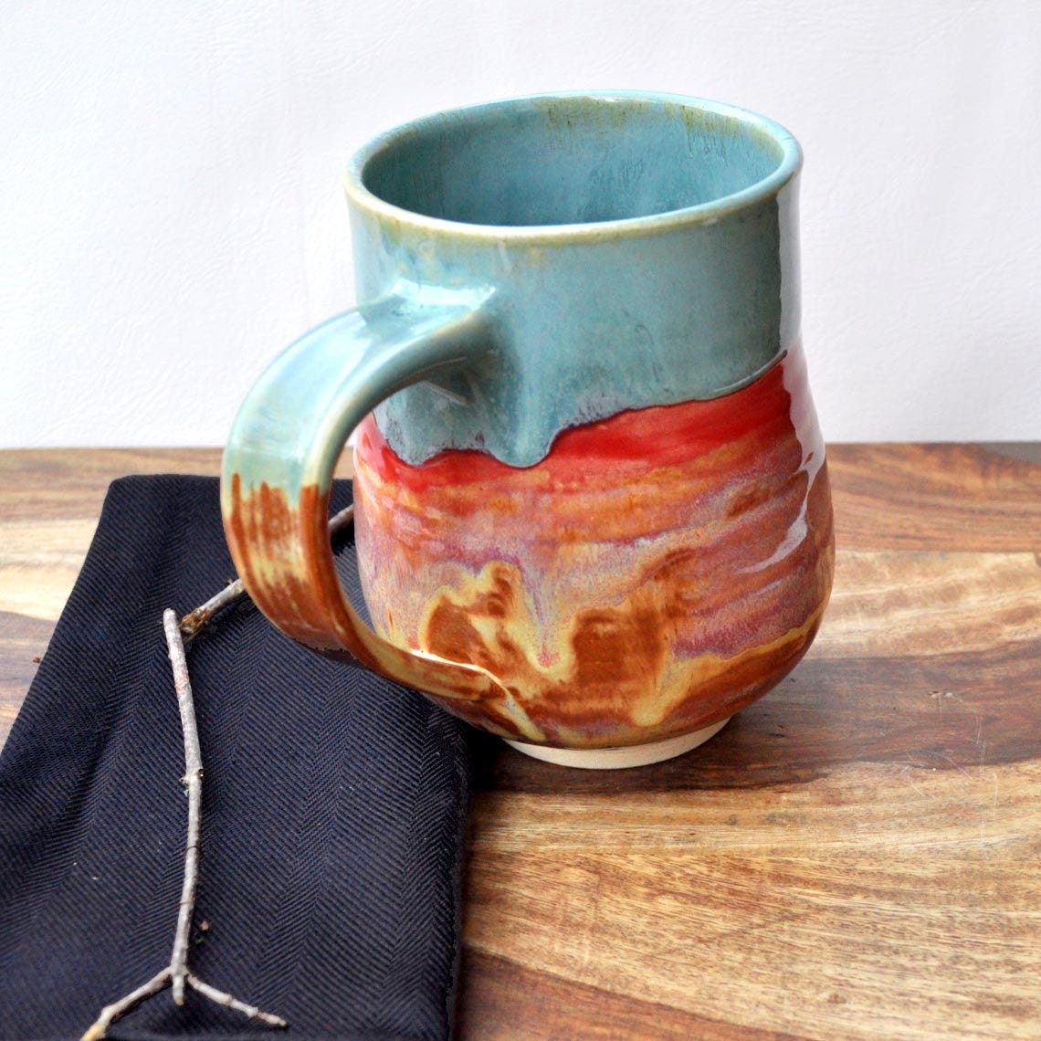 Ceramic Beer Stein coffee mug tea mug wheel thrown stoneware pottery mug Fathers Day Joyful Blaze series