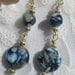 Infused Mother of Pearl Dangle Earrings, Blue and White, Artisan Jewelry