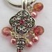 Beaded Keychain with Large Skeleton Key with Rhinestones, Pink Pearls and Czech Crystals, Accessories