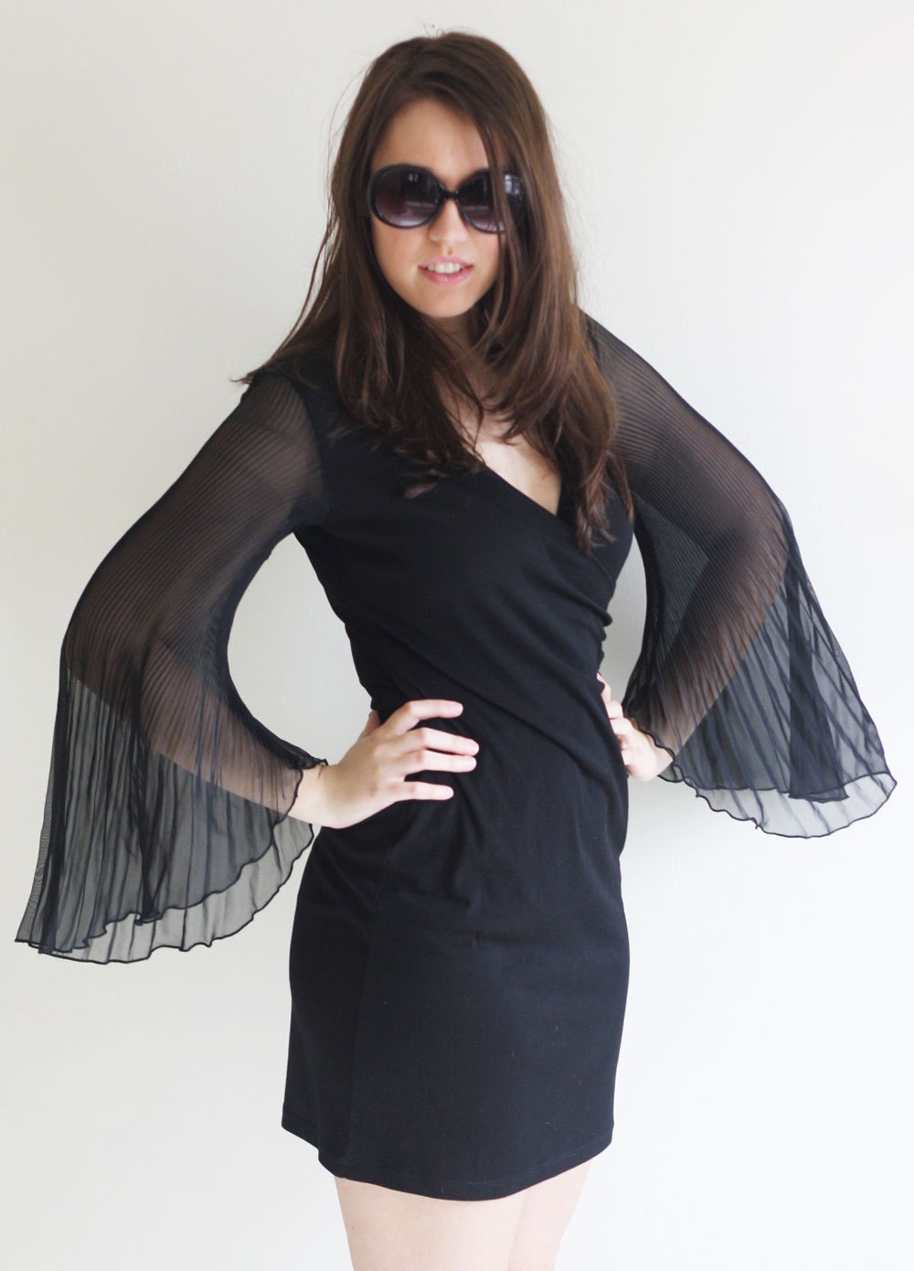 Free as a Bird Flowy Bell Sleeve Vintage Mini Dress