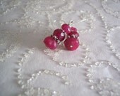 handmade genuine faceted ruby rondelle earrings with silver accents on sterling silver ear wires - Ruby Reds Earrings