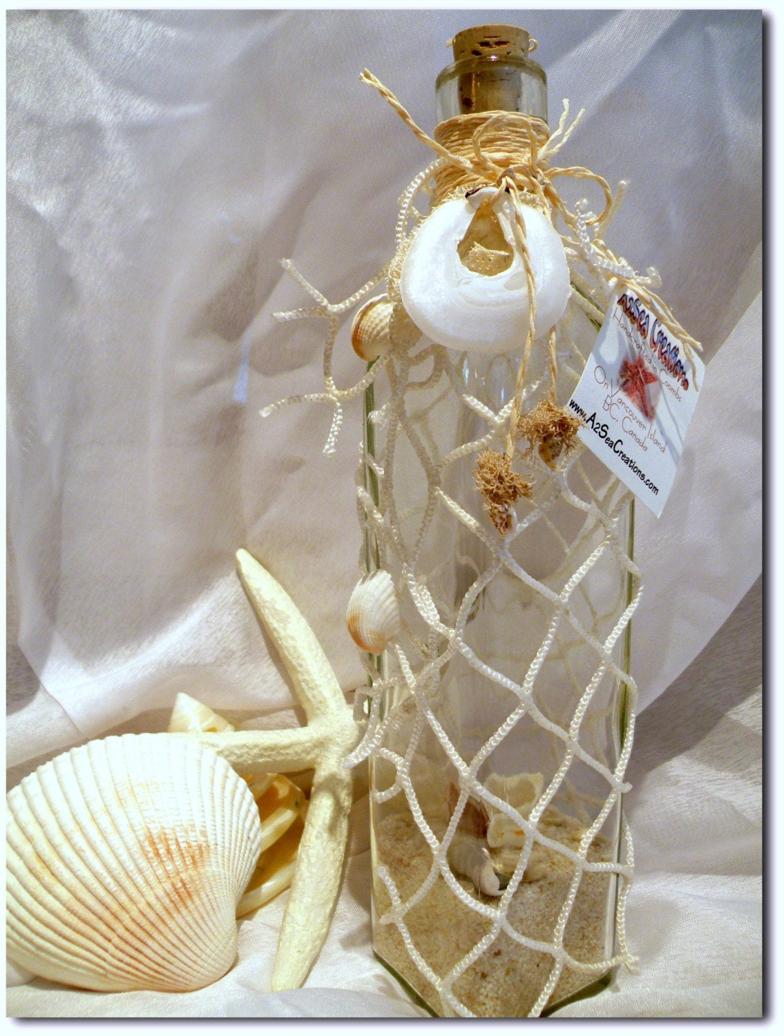 Fish Net Treasure Bottle - Can Be Turned Into a 'Message In A Bottle' - See Details Below