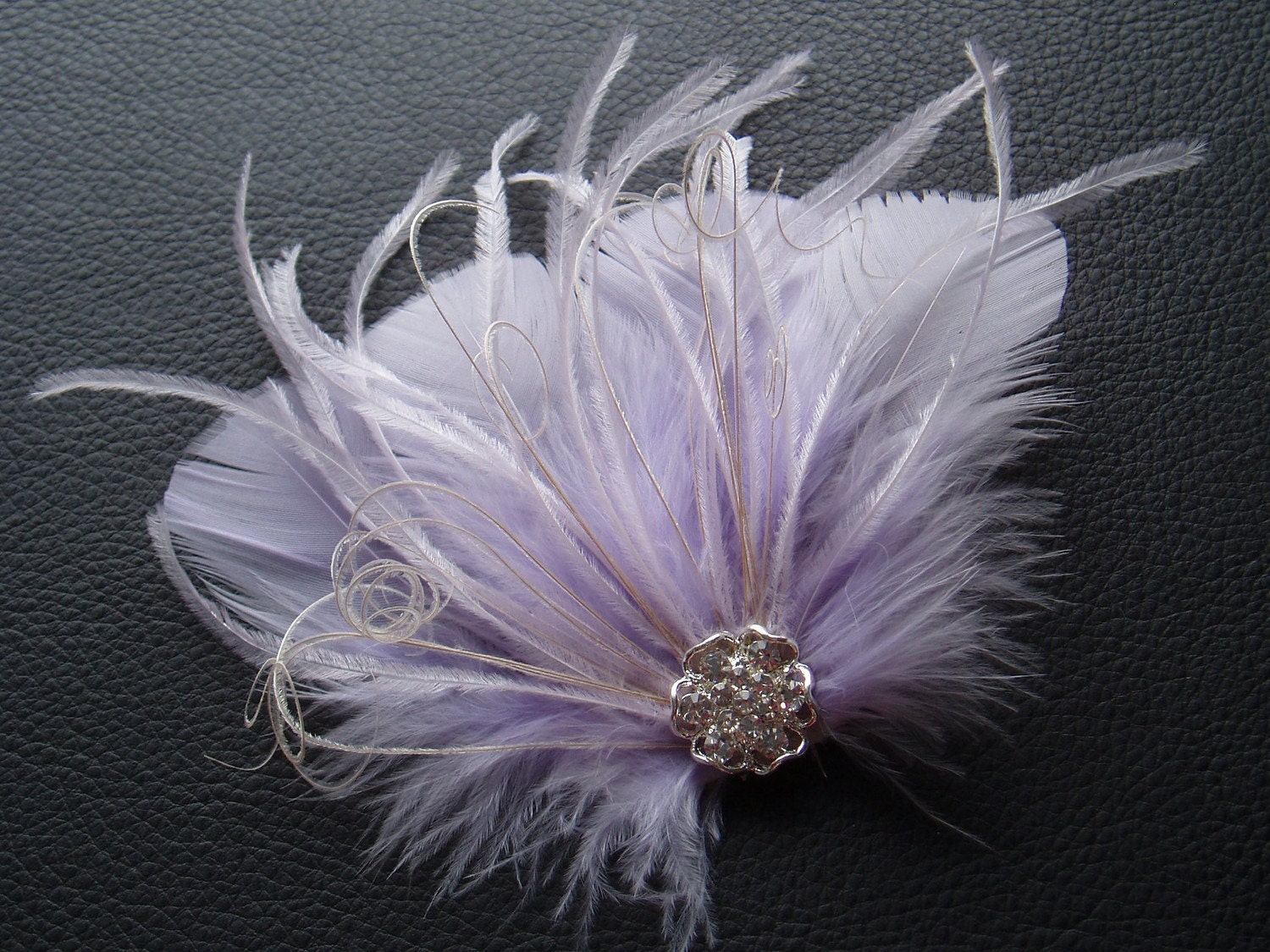 Wedding Hair Clip Feather Fascinator Bridal Accessories bride Lavender Purple bridesmaid comb