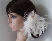 Feather Hair Clip Ivory Bridal WEDDING HAIR PIECE Fascinator old hollywood hairpiece