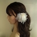 Wedding Bridal Hair Accessories Bride Feather Fascinator, Feather Hair Piece, ivory, grey, feather hair clip gray