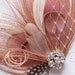 Peacock Feather Hair Clip WEDDING FASCINATOR bridal accessory Antique Pink facinator bride hair piece - Ready to Ship
