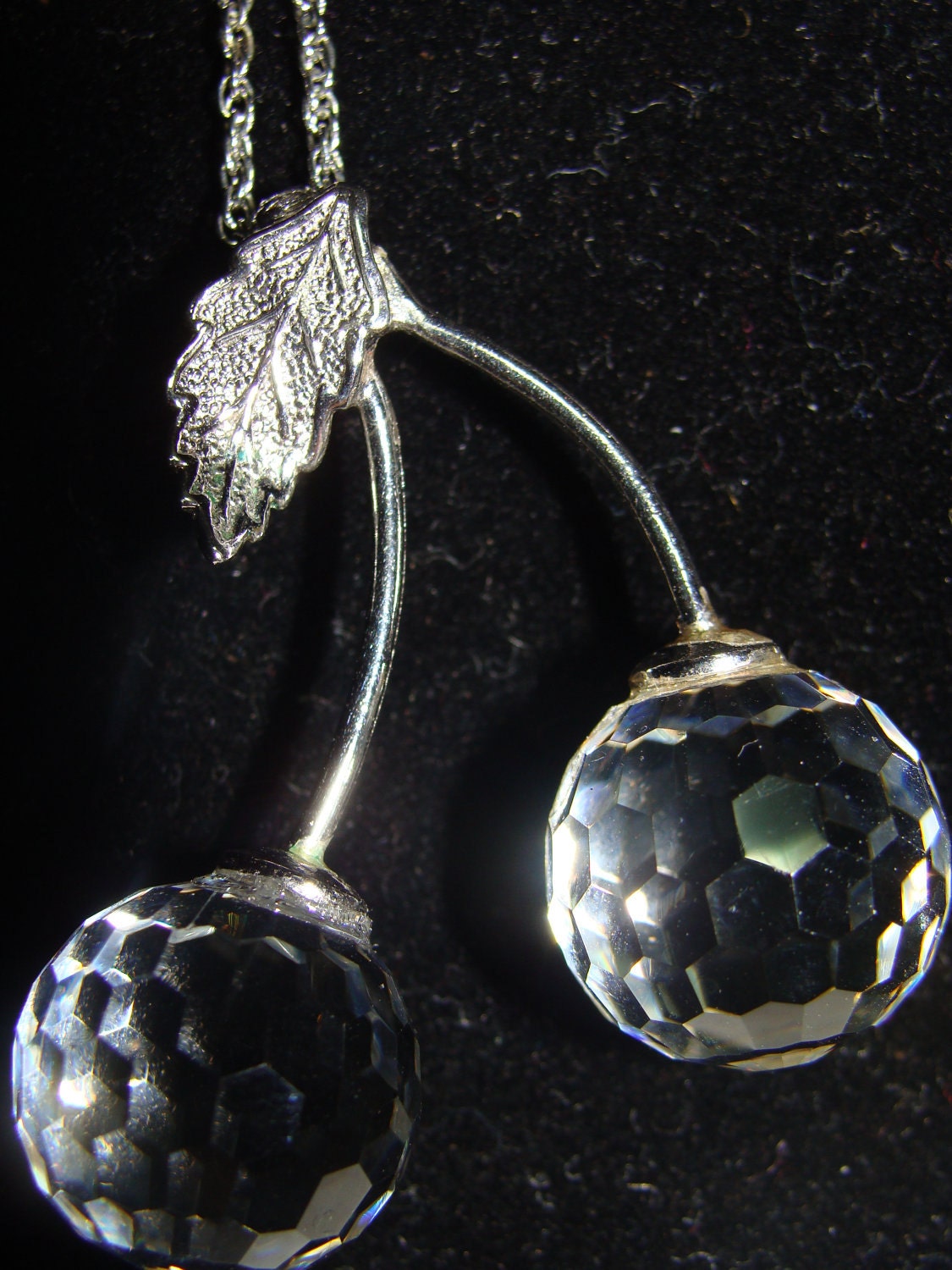 Crystal  Cherry necklace with sterling chain