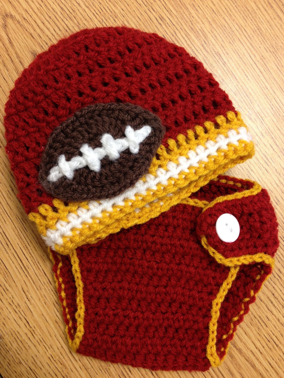 Crochet Newborn Diaper Cover and Team Colors Beanie Photo Prop. (choose your own team) featured in USC Trojans