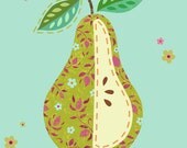 Pear on Aqua Art Print