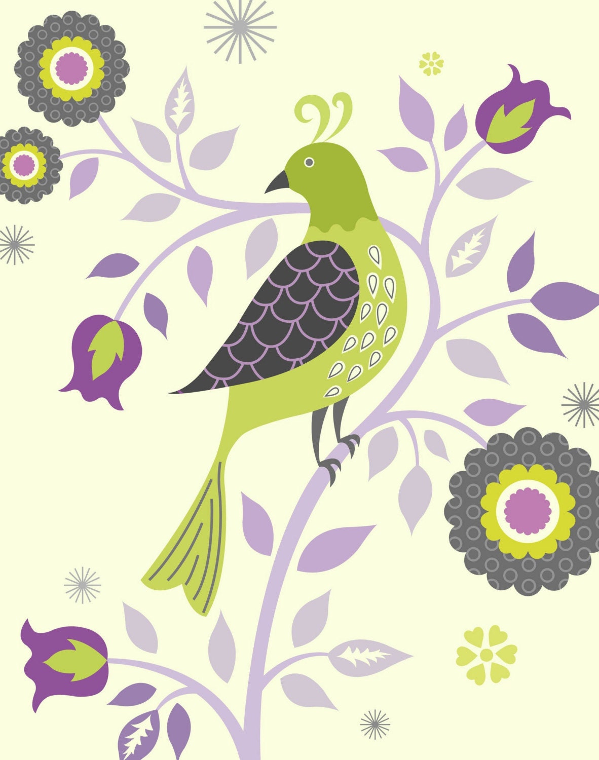 Folksy Bird Art Print