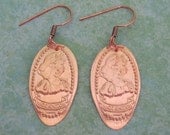 Disney World Magic Kingdom Snow White pressed penny pure copper earrings