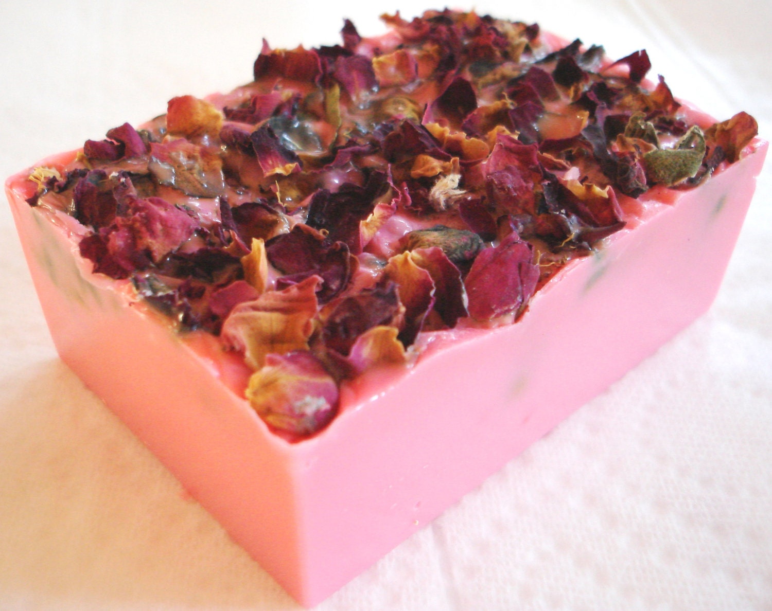 Handmade Soap Shea Butter and Rose Petals One Bar 6.5 oz FIRST BLOOM Free Shipping