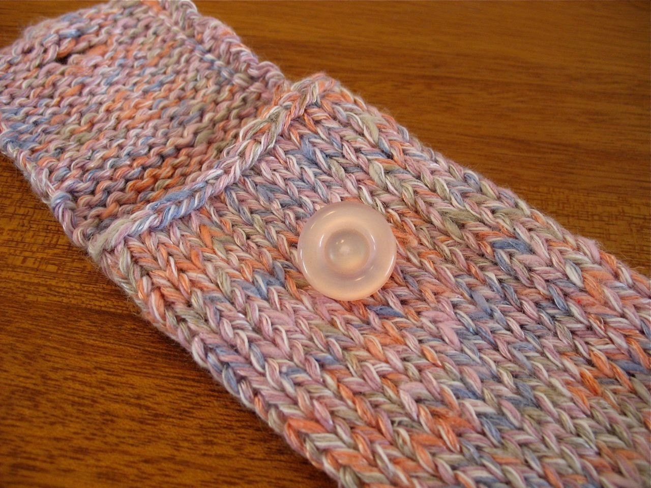 Gadget Case / iPhone iPod Pouch / Orange Pink Blue Brown White Pastel / Handmade / Knit