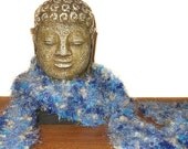 Hand Knit Scarf / Puffy Blue Clouds