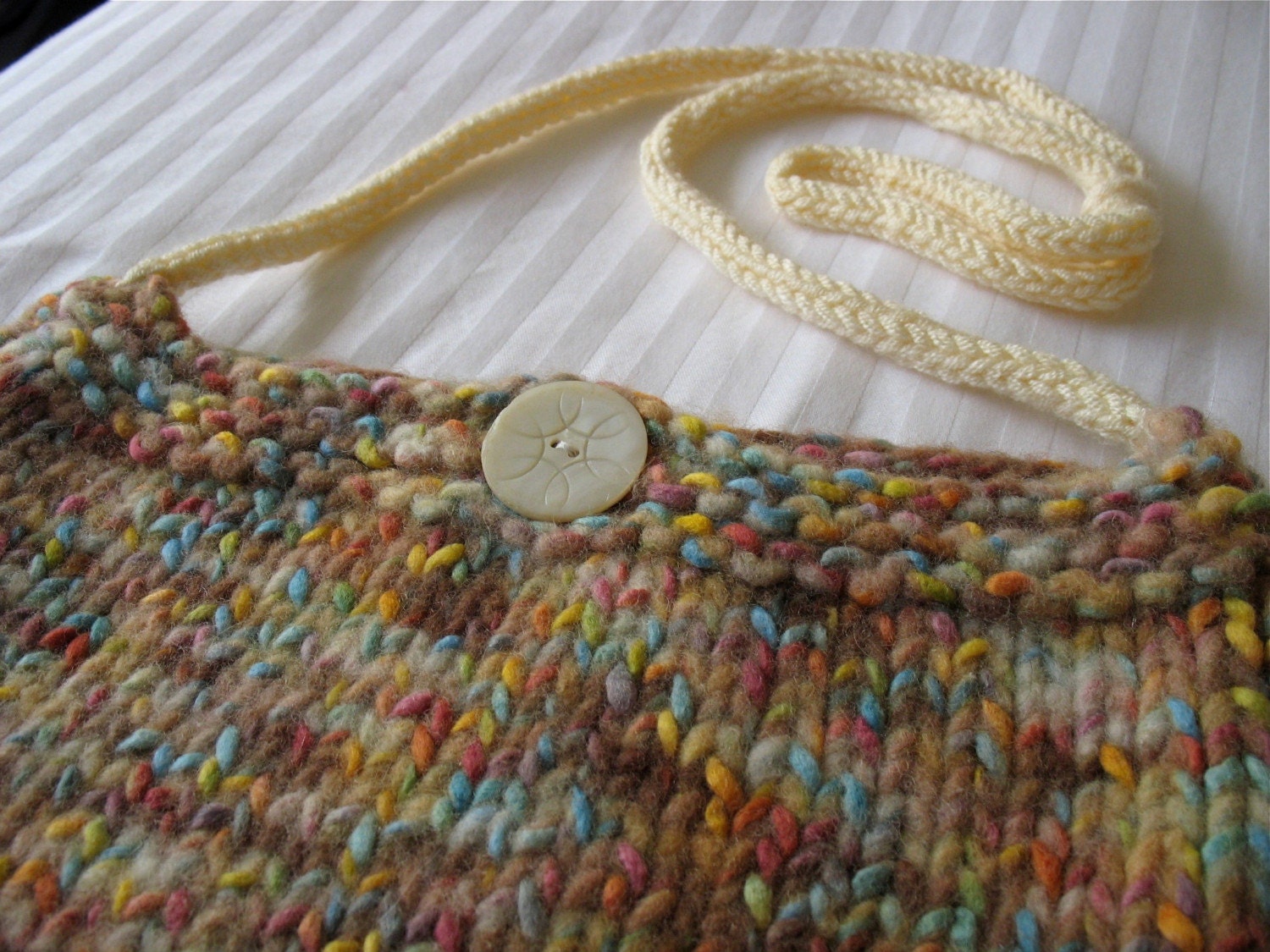 Knit Handbag Purse / Gift for Women or Girls / Nougat Coffee Liqueur Brown Tan Pink Blue Cream