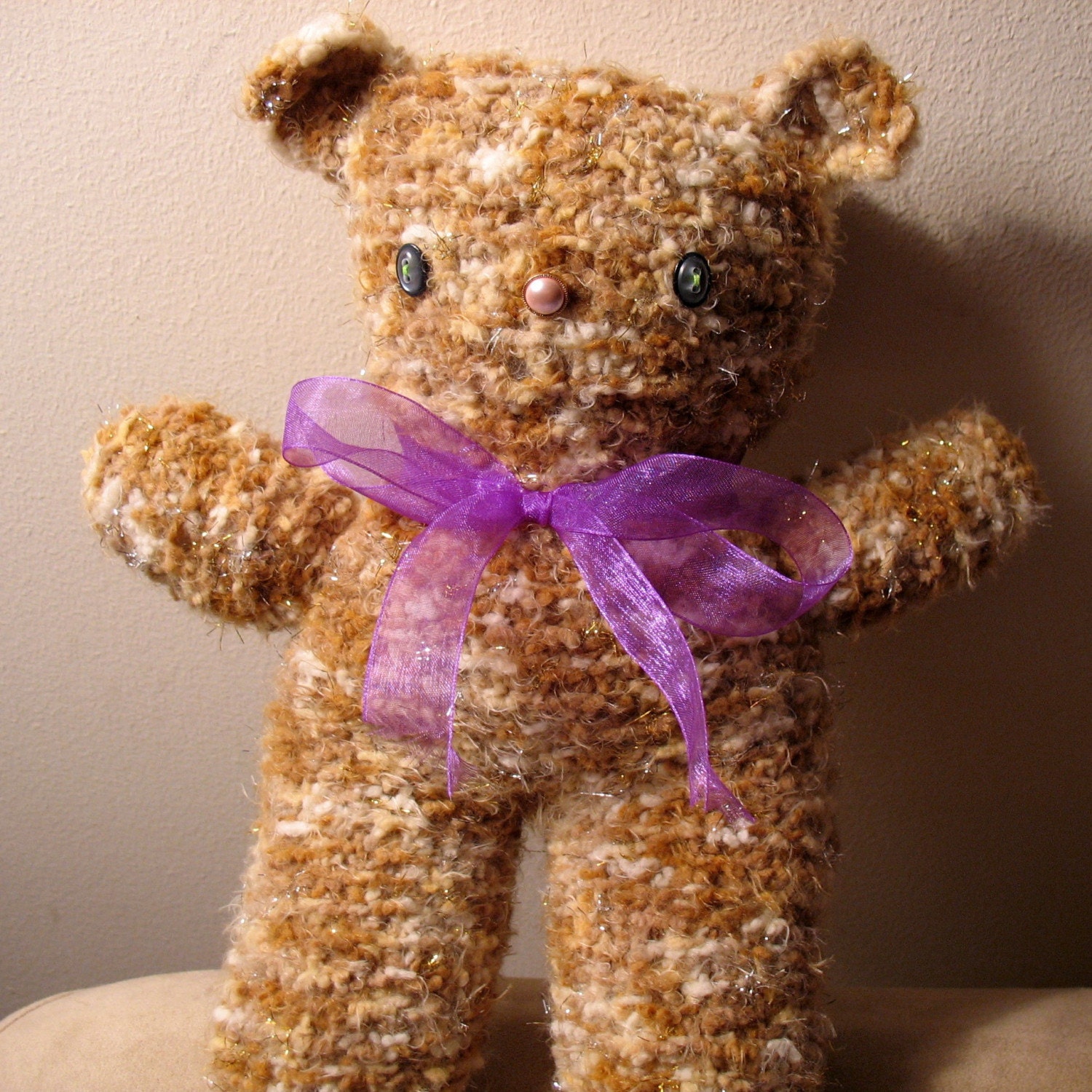 Knit Teddy Bear / Rupert the Lovable / Shabby Chic