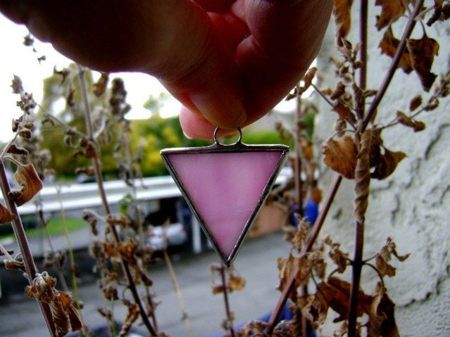 Pink Triangle Black Triangle Stained Glass Pendant Ornament Gay Pride Mothers Day Easter Valentines Wedding Favors Birthday Coming Out Gift