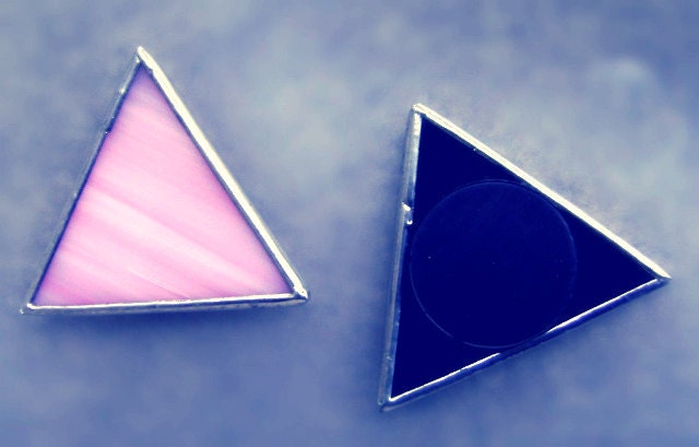Pink Triangle Black Triangle Stained Glass Pendant Ornament Gay Pride Mothers Day Easter Valentines Wedding Favors Birthday Coming Out Gift