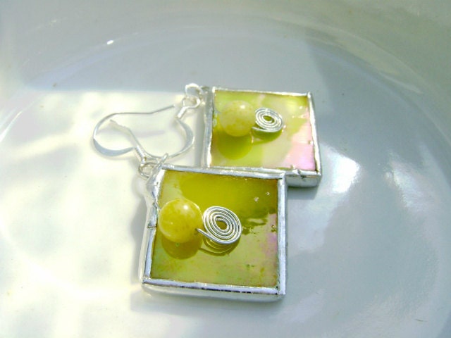 Yellow Banana Andy Warhol Retro Glass Earrings Iridescent Valentines Mothers Day Wedding Graduation Summer Wedding Birthday Gifts
