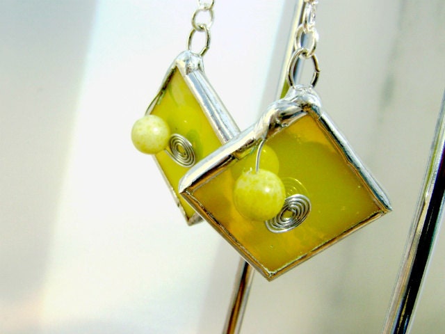 Yellow Banana Andy Warhol Retro Glass Earrings Iridescent Valentines Mothers Day Wedding Graduation Summer Wedding Birthday Gifts