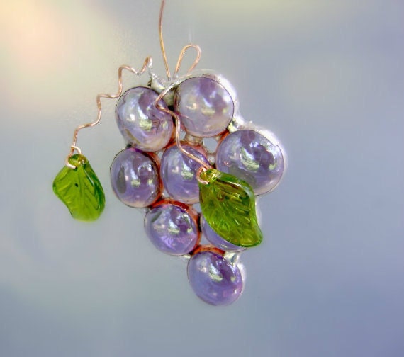 Grapes Purple Wine Stained Glass Suncatcher Easter Valentines Mothers Day Wedding Favor Birthday Housewarming Fathers Birthday Gift