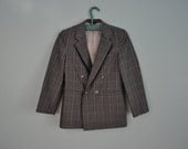 vintage blazer 80s gray white fitted XS