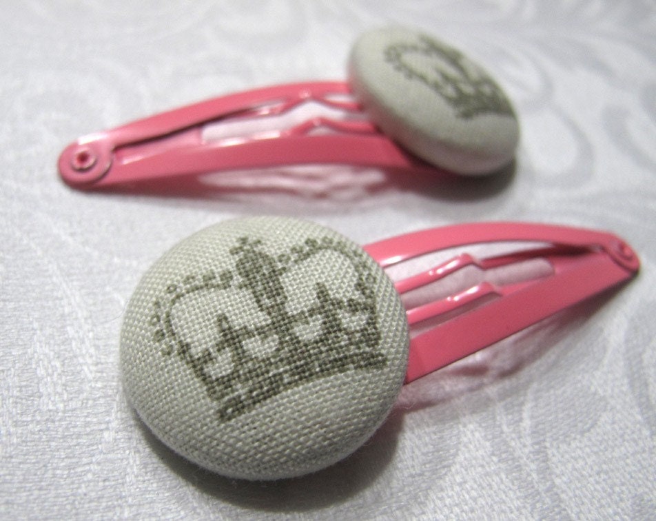 Princess crowns hairclips - pink 50mm