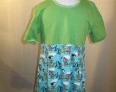 Girls Elephantdress in turquoise and green, sz 6-7yrs (122-128cl)