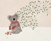 Koala winter berry cute illustration children decor - Koala print 8 x 11.5