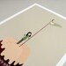 On the summit of the Cupcake Print 8 x 11.5 - girl in greens climbing a mountain muffin