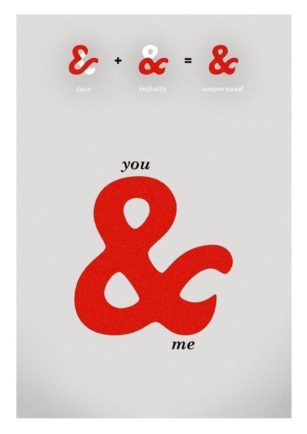 Ampersand Love Anniversary red grey - You and me Print 8 x 11.5
