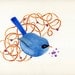 Blue bird cute illustration children decor - The bir print 8 x 11.5 print of an original illustration