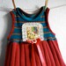 Toddler's Jumper Dress 2T Teal Burgundy Ruffle Lace Ducks Girl's Upcycled Children's Clothing 'OLIVIA'