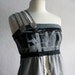Women's One Shoulder Top Black Gray Cream Mod Shirt Sleeveless Tank Industrial Upcycled Clothing Medium Large 'MEHNDI'