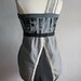 Women's One Shoulder Top Black Gray Cream Mod Shirt Sleeveless Tank Industrial Upcycled Clothing Medium Large 'MEHNDI'