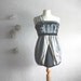 Women's One Shoulder Top Black Gray Cream Mod Shirt Sleeveless Tank Industrial Upcycled Clothing Medium Large 'MEHNDI'
