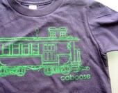 Kid's Train Tshirt - Blue with Green Train Tee Shirt for Boys and Girls 2, 4 and 6T