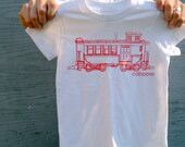 Train Tshirt - Kids Caboose Tshirt 2, 4, 6T. Super Cute White with Orange Caboose T-Shirt for Toddlers and Kids